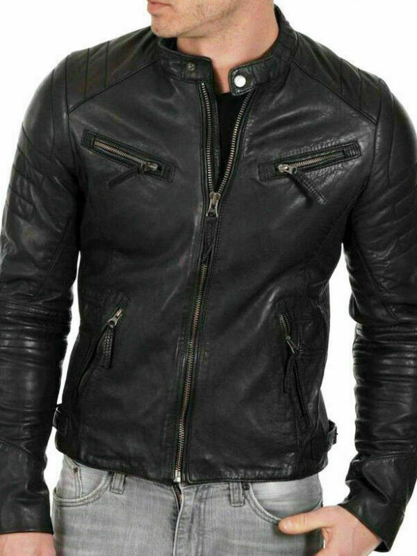 Mens Quilted Brando Retro Cafe Racer Jacket