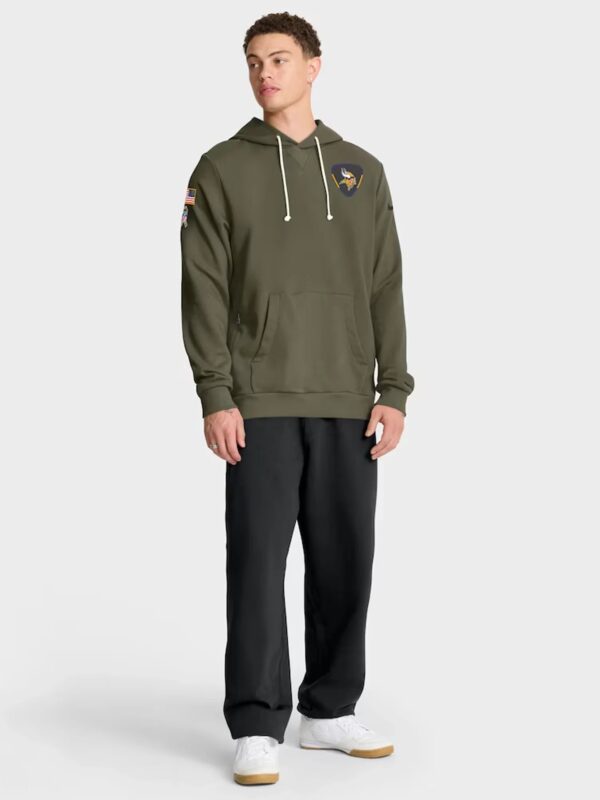 Minnesota-Vikings-2025-Salute-To-Service-Olive-Green-Hoodie