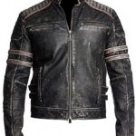 Moto Racer Retro Distressed Leather Jacket