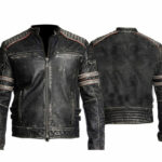 Moto Racer Retro Distressed Leather Jacket Sale