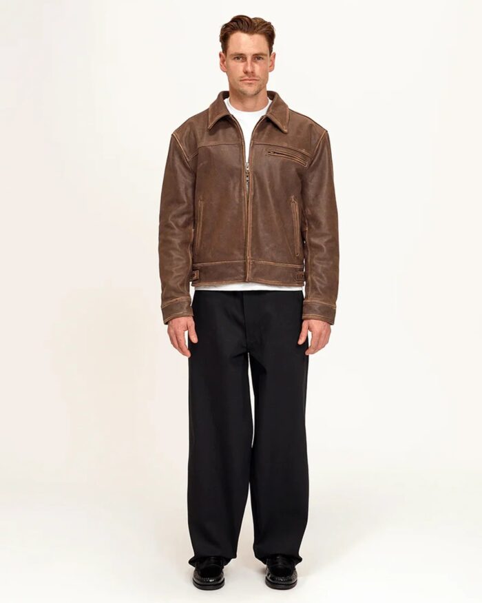 Mutimer Aged Heavy Wash Leather Jacket - Zing Apparel