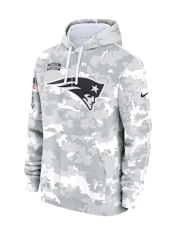 2024 New England Patriots Arctic Camo Salute to Service Hoodie
