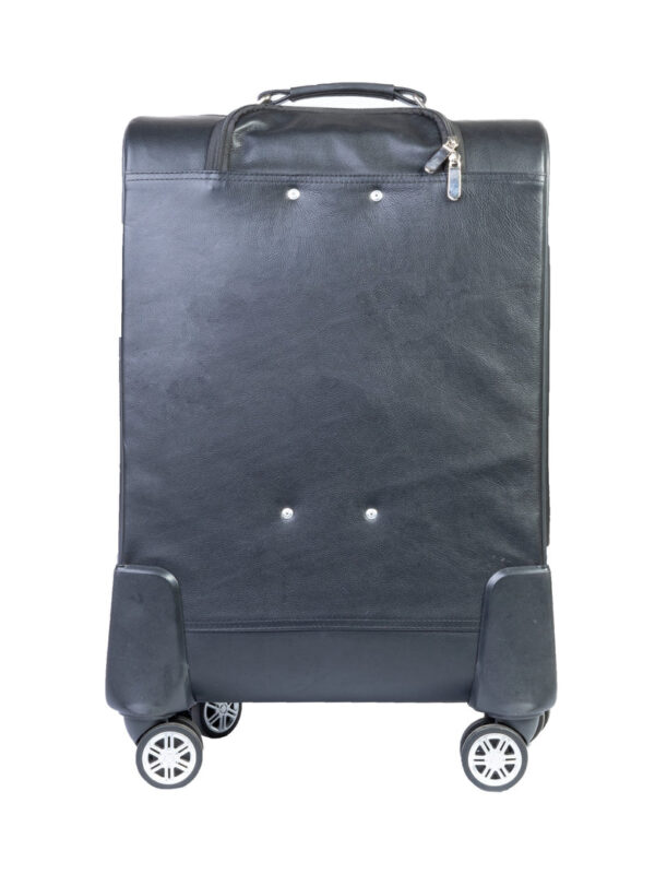 Premium Leather Cabin Trolley Bag, Black Zing Apparel