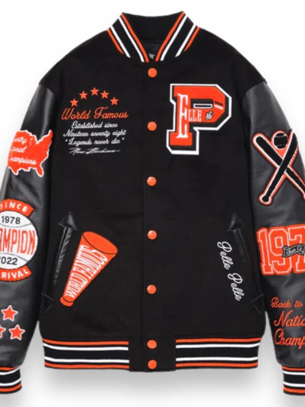 Black Wool & Leather Varsity Jacket Zing Apparel