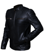 Racer Black Vintage Leather Biker Jacket Sale