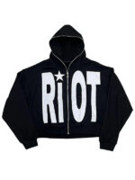 Riot Black Zip-Up Hoodie