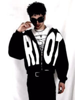 Riot Black Zip-Up Hoodie - Image 2