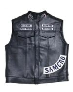 SOA Sons of Anarchy Black Leather Biker Vest