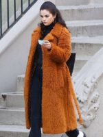 Brown Shearling Fur Coat Inspired by Salena Gomes Zing Apparel