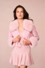 Love Shack fancy pink fur Jacket