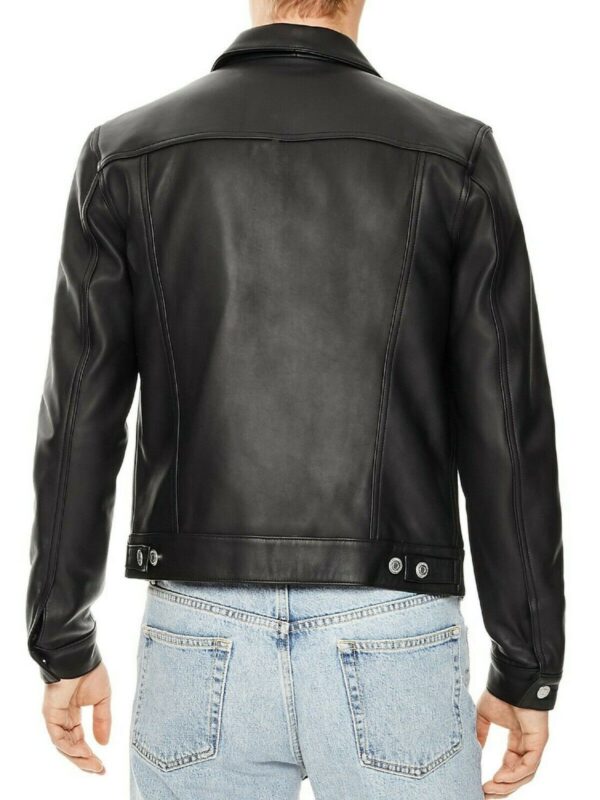 Sheepskin Mens Slim fit Trucker Leather Jacket Buy