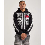 Skeleton-Print-Zip-Up-Hoodie
