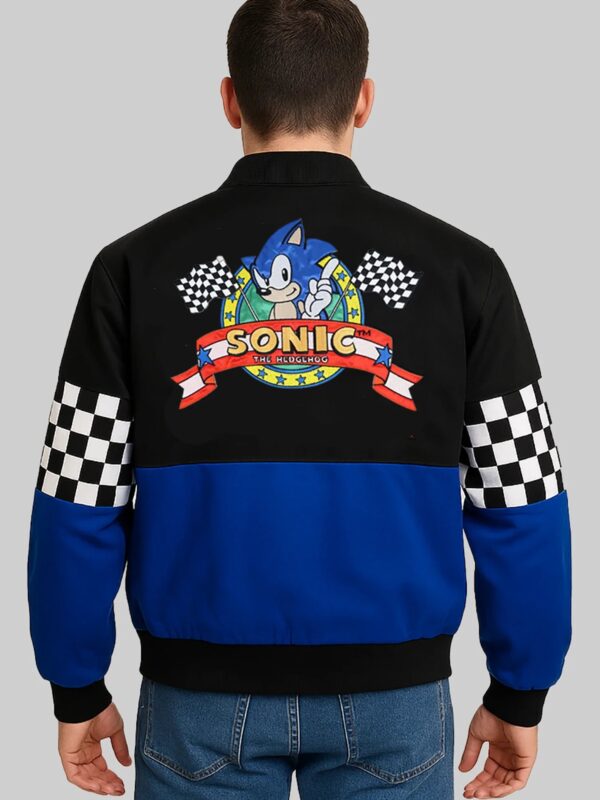 Sonic-The-Hedgehog-Checkered-Racing-Jacket-Back-Side-View