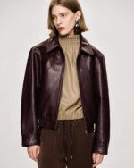 Source Unknown Leather Jacket Burgundy