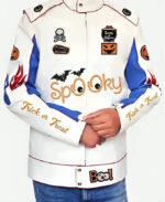 Spooky Trick Or Treat White Leather Jacket