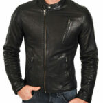 Sports Biker Lamb Skin Leather Motorcycle Jacket