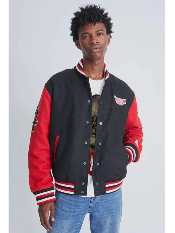 Stranger Things Hawkins Black & Red Letterman Varsity Jacket