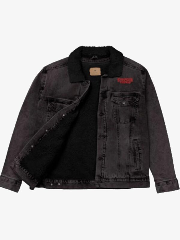 Stranger Things Unisex Sherpa Black Denim Jacket