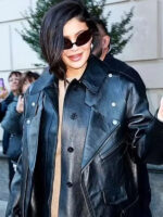 Street Style Kylie Jenner Black Leather Jacket