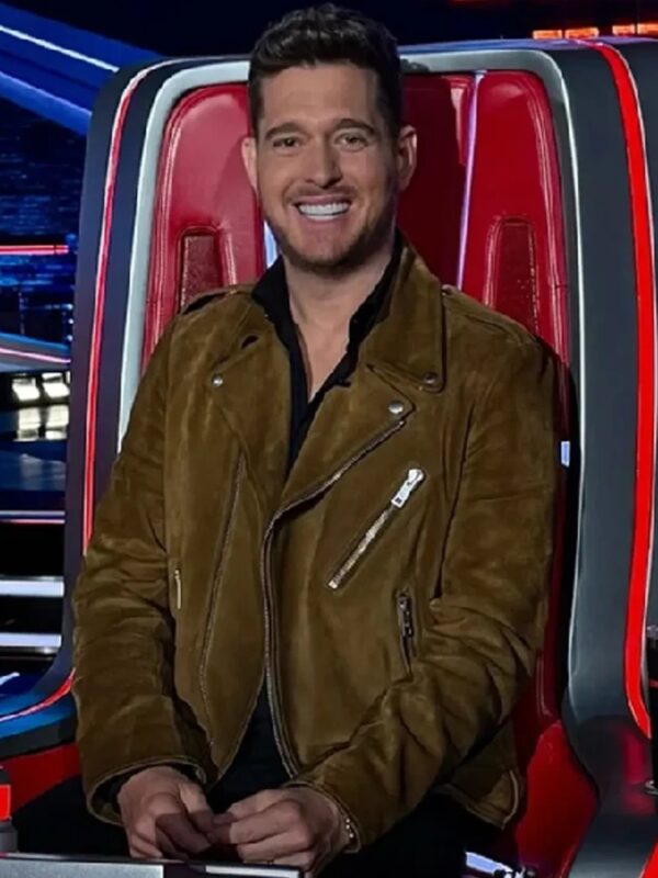 The-Voice-S28-Michael-Buble-Brown-Biker-Leather-Jacket