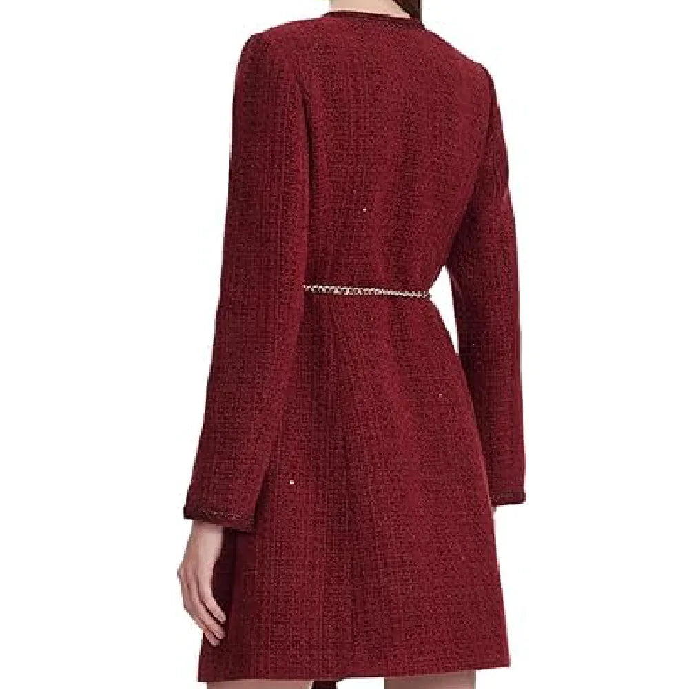 The Christmas Charade Rachel Skarsten Red Dress Coat For Sale