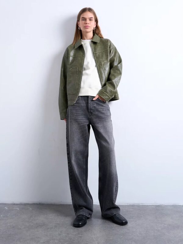 Topshop-Faux-Leather-Zip-Jacket-With-Pockets-In-Washed-Green