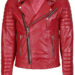 Trimbark Men Cafe Racer Red Leather Jacket