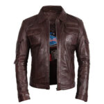 UK Vintage Brown Leather Motorcycle Jacket