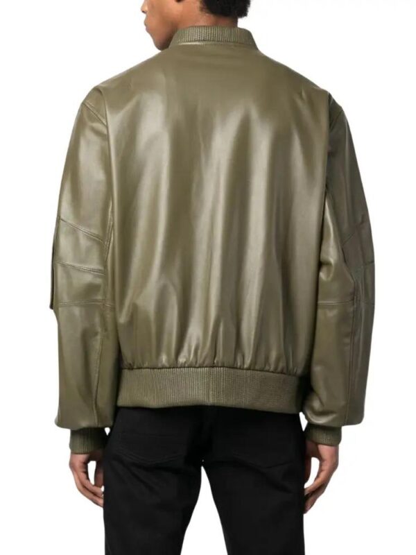 Khaki Green Mens Jacket Leather Bomber Zing Apparel