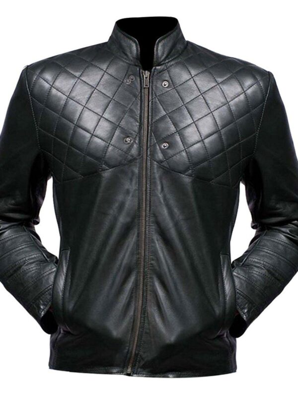 Stephen Amell Hooded Black Leather Jacket Zing Apparel