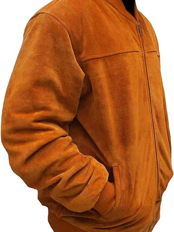 Men's Brown Bomber Style Suede Leather Jacket Zing Apparel