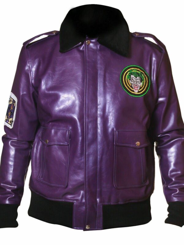 Purple Joker Goon Winter Shearling Leather Jacket Zing Apparel