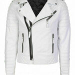 White Brando Faux Cafe Racer Slim Fit Jacket