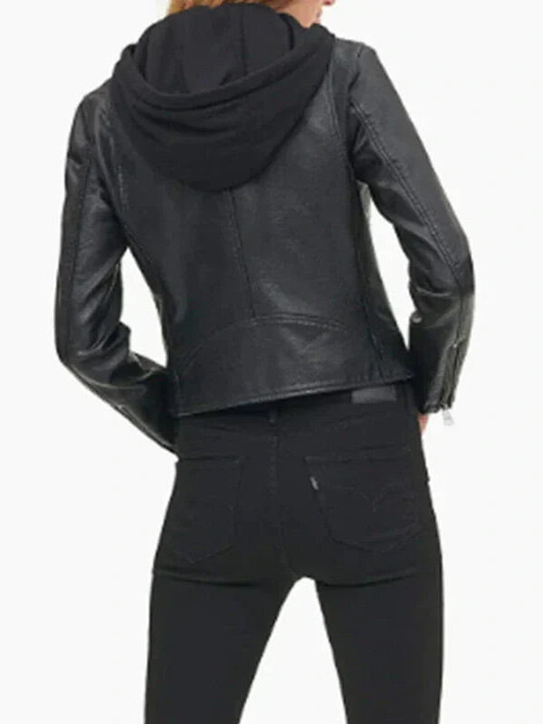 Hooded Jacket Women, Black Biker Jacket Zing Apparel