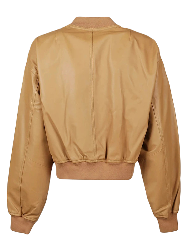 Tan Brown Sheep Leather Bomber Jacket Women Zing Apparel