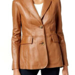 Genuine Sheep Leather Blazer Women Brown Zing Apparel
