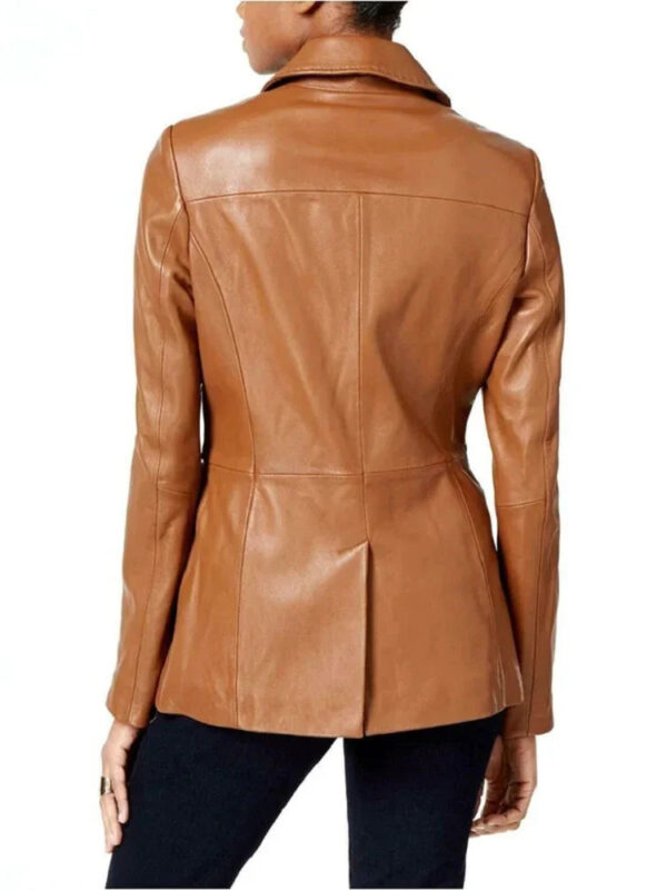 Genuine Sheep Leather Blazer Women Brown Zing Apparel