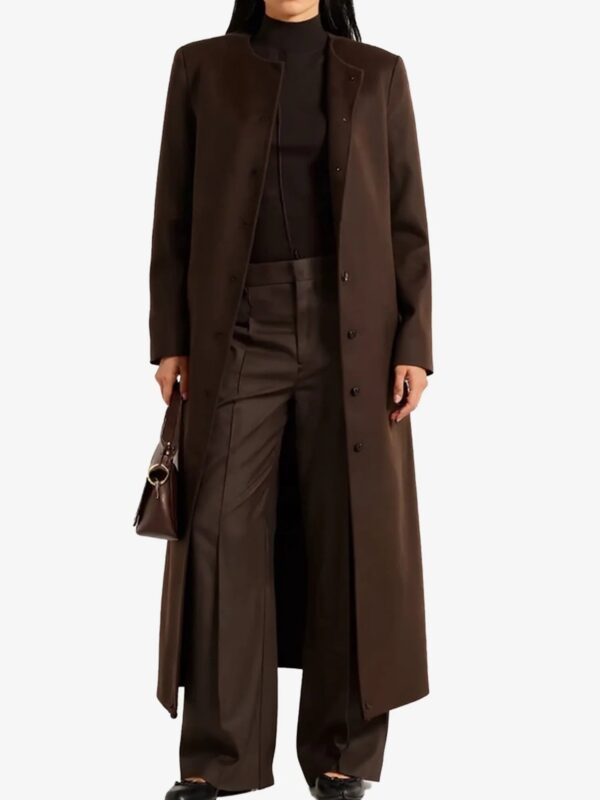 Women Chocolate Brown Long Wool Coat