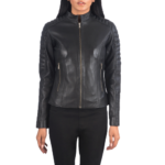 Adalyn Quilted Leather Biker Jacket Women, Black Zing Apparel