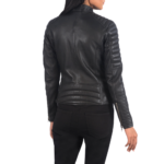 Adalyn Quilted Leather Biker Jacket Women, Black Zing Apparel
