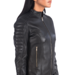Adalyn Quilted Leather Biker Jacket Women, Black Zing Apparel