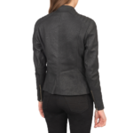 Kelsee Distressed Leather Biker Jacket Women, Black Zing Apparel