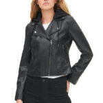 Hooded Jacket Women, Black Biker Jacket Zing Apparel