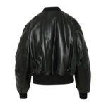 McQueen Leather Bomber Jacket Women, Black Zing Apparel