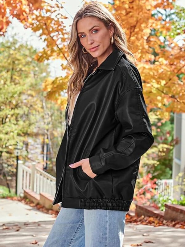 Womens-Oversized-Black-Leather-Jacket-SideView