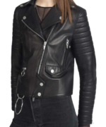 Sheep Leather Biker Jacket Women, Black Zing Apparel