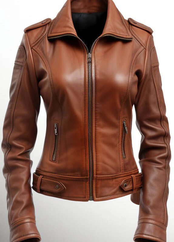 Womens-Real-Brown-Leather-Jacket