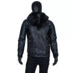 Seth Rollins Black Fur Black Leather Jacket Zing Apparel