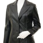 Lambskin Leather Blazer Women Black Zing Apparel