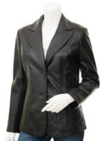 Lambskin Leather Blazer Women Black Zing Apparel